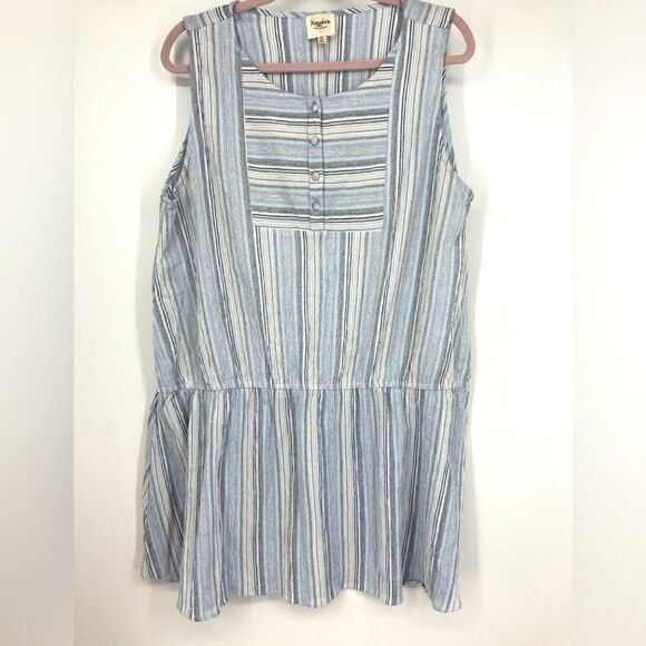 Hayden Sleeveless Blue Stripe Mini Dress Size XL - Picture 1 of 6